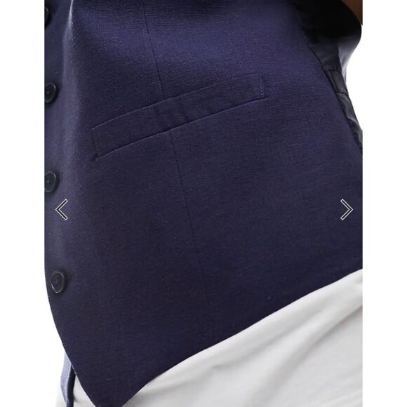 French Connection Sz 42 Vest In Marine Blue Rayon Blend V-Neck Casual ASOS New - Picture 5 of 12